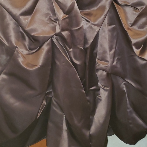 CHOCOLATE BROWN FULL LENGTH GIRLS DRESS - Picture 3 of 5